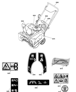 Decals Group - Remote Diagram and Parts List for 1695888-18-2805-31  Briggs and Stratton Snow Blower